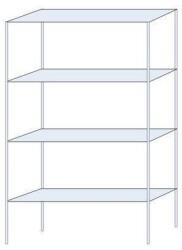 Schulte Design Andras fém polcállvány, alapkivitel, 250 x 150 x 40 cm, 1 600 kg, 4 polccal, horganyzott