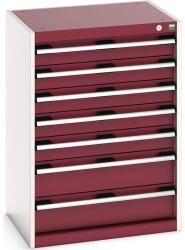 bott Műhely fiókos szekrény Bott Cubio, 90 x 65 x 52, 5 cm, 7 fiókos, szürke-piros