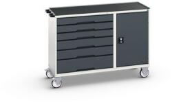 bott Karbantartó fiókos kocsi Bott Verso, 96, 5 x 130 x 55 cm, 6 fiókos, szekrény, matrac, szürke-antracit