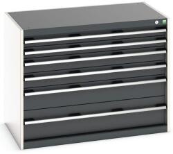 bott Műhely fiókos szekrény Bott Cubio, 80 x 105 x 65 cm, 6 fiókos, szürke-antracit