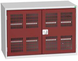 bott Műhelyszekrény polcokkal Bott Verso, drótajtó, 2 polc, 80 x 130 x 55 cm, szürke-piros