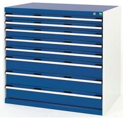 bott Műhely fiókos szekrény Bott Cubio, 100 x 105 x 65 cm, 8 fiókos, szürke-kék