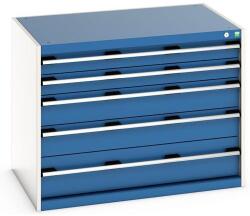 bott Műhely fiókos szekrény Bott Cubio 200, 80 x 105 x 75 cm, 5 fiókos, szürke-kék