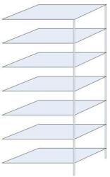 Schulte Design Hathor fém polcállvány, kétoldalú, hozzáépíthető, 230 x 100 x 60 cm, 1 100 kg, 7 polc, horganyzott