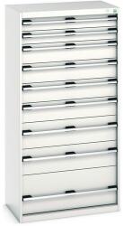 bott Műhely fiókos szekrény Bott Cubio, 160 x 80 x 52, 5 cm, 9 fiókos, szürke-szürke