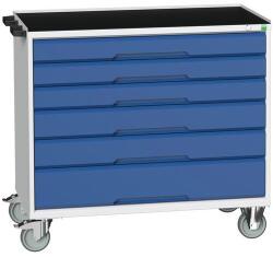 bott Verso mobil íróasztal fiókokkal, 96, 5 x 105 x 55 cm, 6 fiókos, matt, szürke-kék