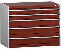 bott Műhely fiókos szekrény Bott Cubio 200, 80 x 105 x 65 cm, 5 fiókos, szürke-piros