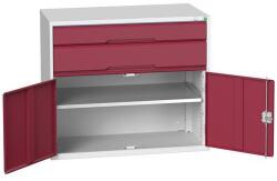 bott Műhely fiókos szekrény Bott Verso, 90 x 105 x 55 cm, 2 fiók, 1 szekrény, szürke-piros