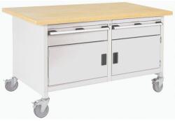 bott Mobil műhelyasztal Bott Cubio Tároló, 84 x 150 x 75 cm, 2 fiók, 2 szekrény, multiplex, szürke-szürke