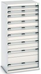 bott Műhely fiókos szekrény Bott Cubio 200, 160 x 80 x 65 cm, 9 fiókos, szürke-szürke