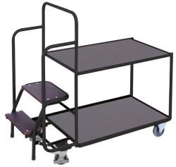 Variofit Polcos kocsi lépcsővel, 250 kg-ig, 2 polcos, szürke
