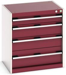 bott Műhely fiókos szekrény Bott Cubio, 70 x 65 x 52, 5 cm, 4 fiókos, szürke-piros