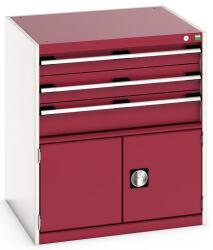 bott Műhely fiókos szekrény Bott Cubio 200, 90 x 80 x 75 cm, 3 fiók, 1 szekrény, szürke-piros