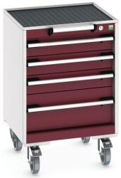 bott Cubio mobil fiókos szekrény, 78, 5 x 52, 5 x 52, 5 cm, 4 fiókos, matt, szürke-piros