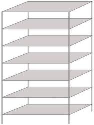 Schulte Design Hathor fém polcállvány, kétoldalú, alapkivitel, 230 x 130 x 60 cm, 1 100 kg, 7 polc, világosszürke