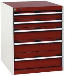 bott Műhely fiókos szekrény Bott Cubio, 80 x 65 x 52, 5 cm, 5 fiókos, szürke-piros