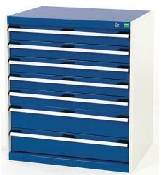bott Műhely fiókos szekrény Bott Cubio, 90 x 80 x 75 cm, 7 fiókos, szürke-kék