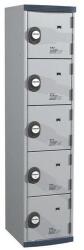 Acial hegesztett öltözőszekrény, 1 oszlopban 5 rekesszel, 400 mm, számkódos zárral, szürke/szürke