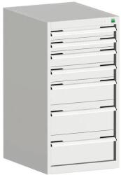 bott Műhely fiókos szekrény Bott Cubio, 100 x 52, 5 x 52, 5 cm, 7 fiókos, szürke-szürke