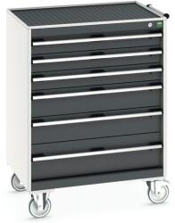 bott Cubio mobil fiókos szekrény, 108, 5 x 80 x 65 cm, 6 fiókos, matt, szürke-antracit