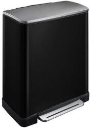 EKO E-Cube szögletes pedálos szemetes, 50 l, fekete/matt rozsdamentes acél