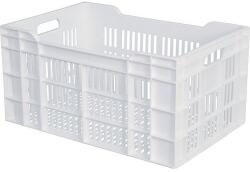 Gilac Egymásra rakható műanyag láda, perforált, fehér, 60 l