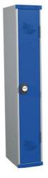 Acial hegesztett öltözőszekrény, 1 rekeszes, 300 mm, számkódos zárral, szürke/kék