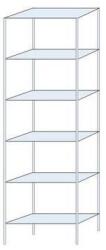 Schulte Design Taranis fém polcállvány, alapkivitel, 250 x 75 x 30 cm, 1 320 kg, 6 polccal, ezüst