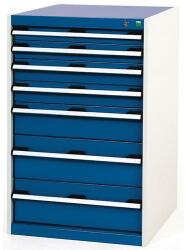 bott Műhely fiókos szekrény Bott Cubio, 100 x 65 x 65 cm, 7 fiókos, szürke-kék