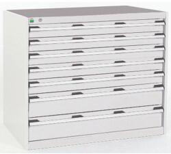 bott Műhely fiókos szekrény Bott Cubio, 90 x 105 x 65 cm, 7 fiókos, szürke-szürke