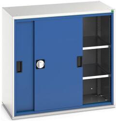bott Műhelyszekrény tolóajtókkal, 100 x 105 x 55 cm, 2 polccal, szürke-kék