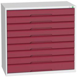bott Műhely fiókos szekrény Bott Verso, 100 x 105 x 55 cm, 9 fiókos, szürke-piros