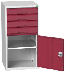 bott Műhely fiókos szekrény Bott Verso, 100 x 52, 5 x 55 cm, 4 fiók, 1 szekrény, szürke-piros