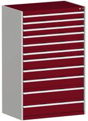 bott Műhely fiókos szekrény Bott Cubio, 160 x 105 x 65 cm, 11 fiókos, szürke-piros