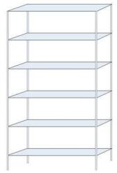 Schulte Design Taranis fém polcállvány, alapkivitel, 250 x 130 x 30 cm, 1 320 kg, 6 polccal, ezüst