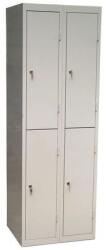 Duro Mont lapraszerelt öltözőszekrény, 4 rekeszes, hengerzár, szürke/szürke