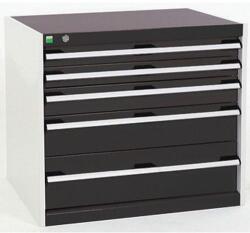 bott Műhely fiókos szekrény Bott Cubio, 70 x 80 x 52, 5 cm, 5 fiókos, szürke-antracit