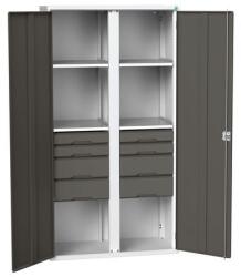 bott Fém karbantartó szekrény Bott Verso, 200 x 105 x 55 cm, 4 polc, 8 fiók, szürke-antracit