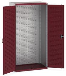 bott Műhelyszekrények perforált panelekkel doboz/doboztartókhoz, 200 x 105 x 65 cm, szürke-piros