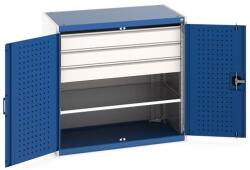 bott Műhely szekrény fiókokkal Bott Cubio, 100 x 105 x 65 cm, 1 polc, 3 fiók, szürke-kék
