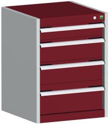 bott Műhely fiókos szekrény Bott Cubio, 70 x 52, 5 x 65 cm, 4 fiókos, szürke-piros