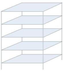 Schulte Design Taranis fém polcállvány, alapkivitel, 200 x 130 x 80 cm, 1 460 kg, 5 polccal, ezüst