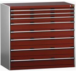 bott Műhely fiókos szekrény Bott Cubio 200, 120 x 130 x 75 cm, 8 fiókos, szürke-piros