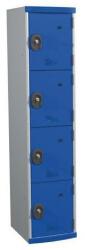 Acial Összeszerelt öltözőszekrény Optimum, 4 rekeszes, szürke/kék