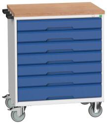 bott Verso mobil íróasztal fiókokkal, 98 x 80 x 60 cm, 7 fiókos, multiplex, szürke-kék