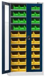 Polak Szekrény dobozokkal UK1-B21S, 950 x 400 x 1950 mm, szürke-sötétkék