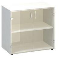 Alfa Office Alfa 500 alacsony, széles szekrény, 74, 2 x 80 x 45, 8 cm, Üvegajtóval, fehér mintázat