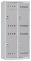 Vinco hegesztett öltözőszekrény, 2 oszlopban 4 rekesszel, 400 mm, forgóretesszel, szürke/szürke