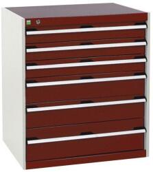 bott Műhely fiókos szekr? ? ny Bott Cubio, 90 x 80 x 52, 5 cm, 6 fiókos, szürke-piros