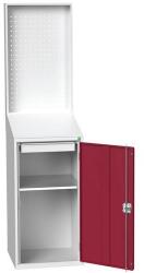 bott munkaállomás, perforált panellel, 200 x 52, 5 x 55 cm, szürke-piros